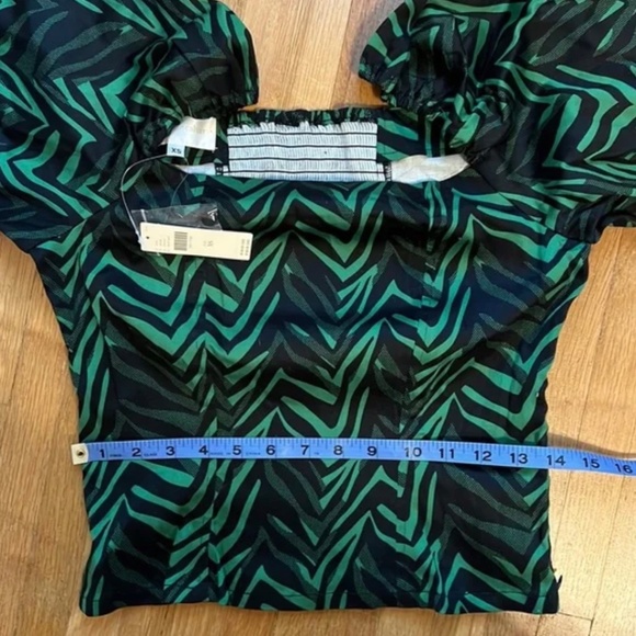 NEW Anthropologie Corey Lynn Calter Emerald Green Black Puff Statement Sleeve XS - Picture 10 of 11